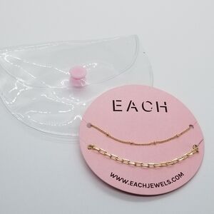 NWT Each 14 kt gold plated layering necklaces set of 2